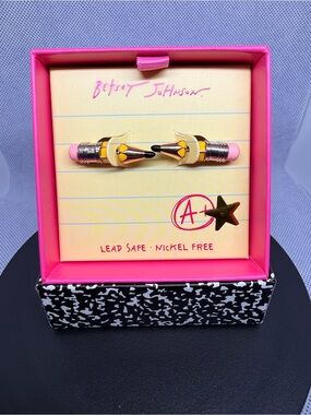 Betsey Johnson Pink Yellow Pencil Eraser Stud Earrings